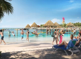 Detalles de la playa solo para adultos en CocoCay »